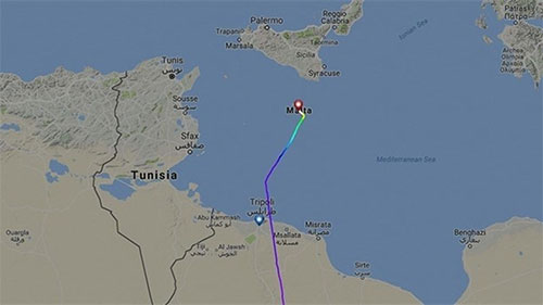 El vuelo que iba a Trípoli fue desviado y aterrizó en Malta